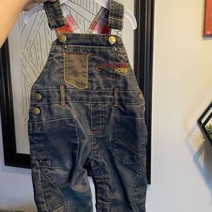 Kids' Dark Wash Denim Overalls - Blue
